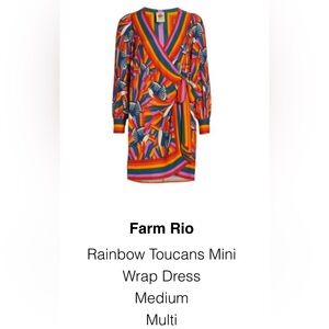 Farm Rio Rainbow Toucans Mini Wrap Dress. Size M.